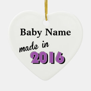 Personalised Baby Made In 2016 Purple Ceramic Tree Decoration
