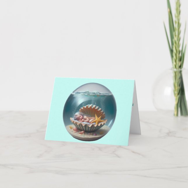 Personalised Baby Mermaid Welcome Card (Front)