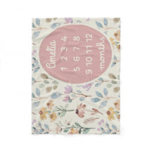 Personalised Baby Milestone Blanket Girl Floral 