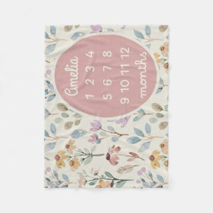 Personalised Baby Milestone Blanket Girl Floral 