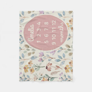 Personalised Baby Milestone Blanket Girl Floral 