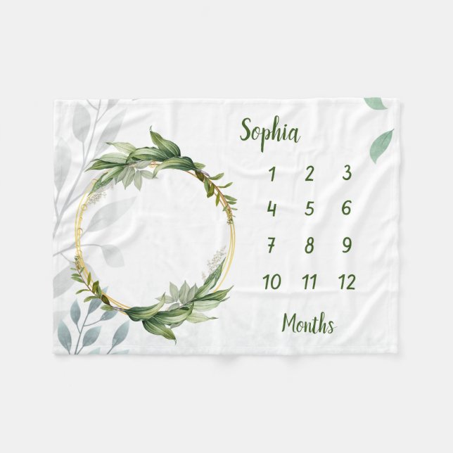 Personalised Baby Milestone Fleece Blanket (Front (Horizontal))
