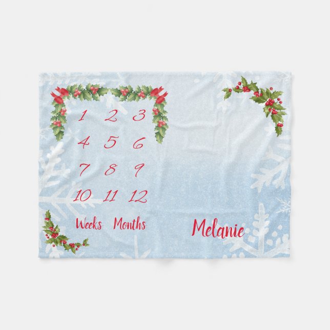 Personalised Baby Milestone Fleece Blanket (Front (Horizontal))