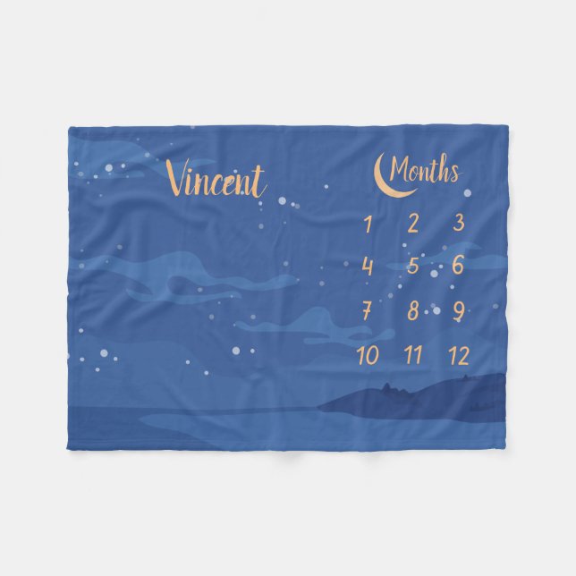 Personalised Baby Milestone Fleece Blanket (Front (Horizontal))