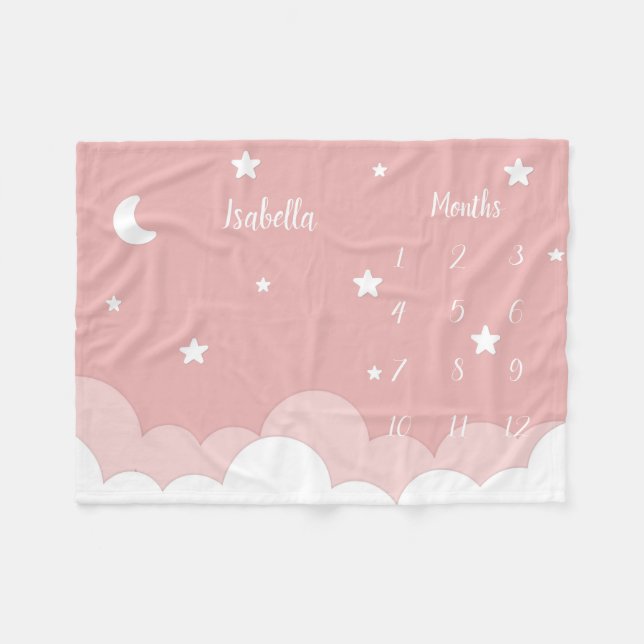 Personalised Baby Milestone Fleece Blanket (Front (Horizontal))