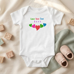 Personalised Baby Name and Colourful Hearts Bodysuit