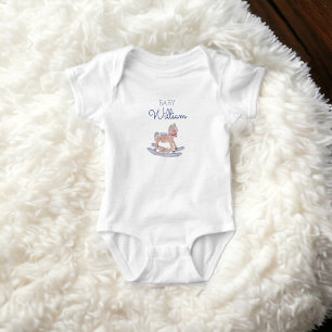 Personalised Baby Name Announcement Horse Blue Baby Bodysuit