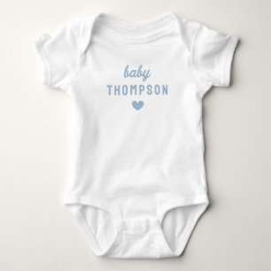 Personalised Baby Name Blue Heart Announcement Bodysuit