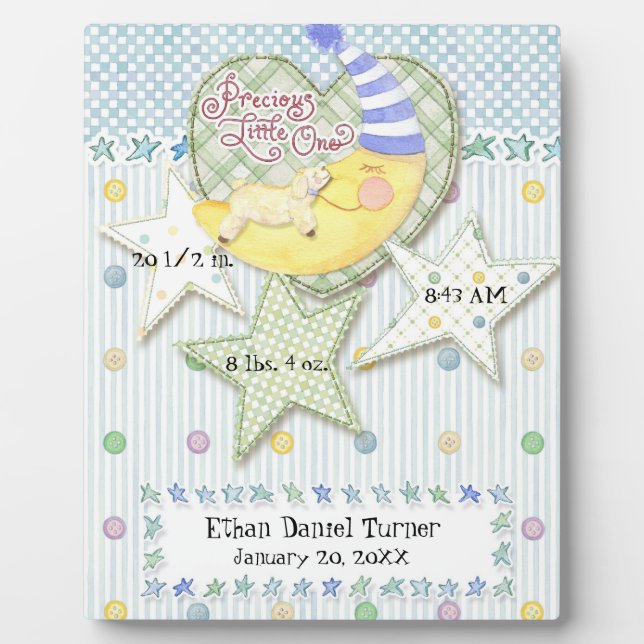 Personalised Baby Name Wall Nursery Art for Boy Plaque (Front)