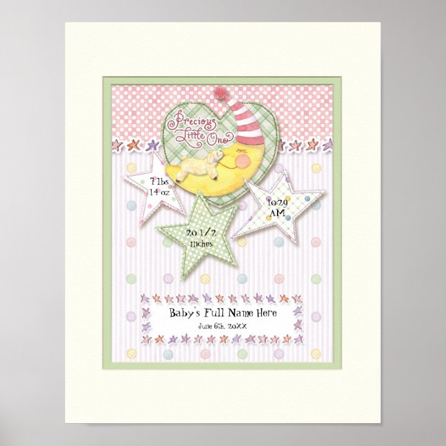 Personalised Baby Name Wall Nursery Art for Girl Poster (Front)