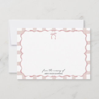 Personalised Baby Nursery Pink Border Notecard