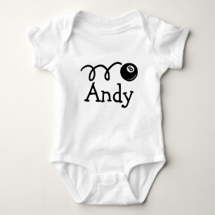 Personalised baby outfit with pool eight ball baby bodysuit