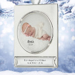 Personalised Baby Photo Birth Stats Christmas Silver Plated Banner Ornament<br><div class="desc">Personalised Christmas ornament with a baby photo,  their name,  year,  and birth stats. Change the placement,  fonts,  or colours to match your favourite newborn picture by clicking the button to edit the design.</div>