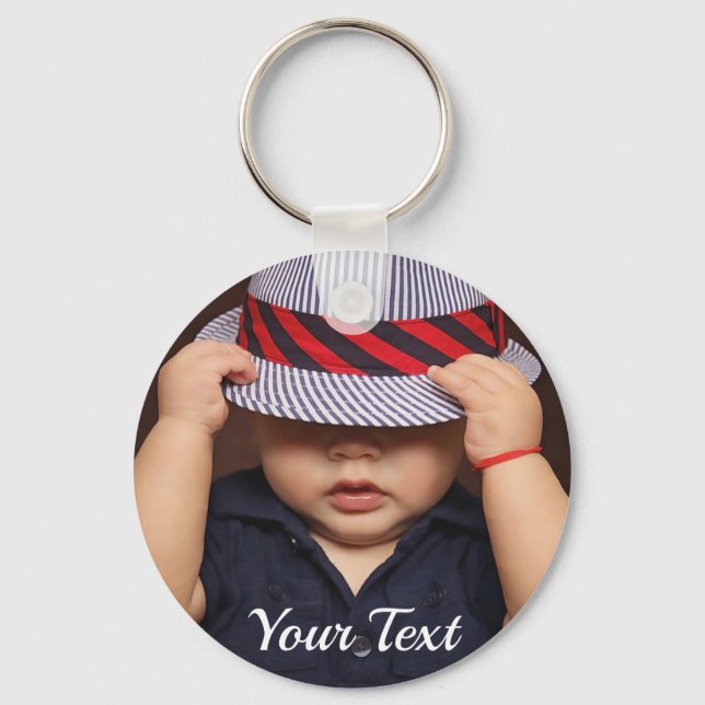Personalised Baby Photo Button Keychain (Front)