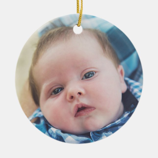 Personalised Baby Photo  Ceramic Tree Decoration (Front)