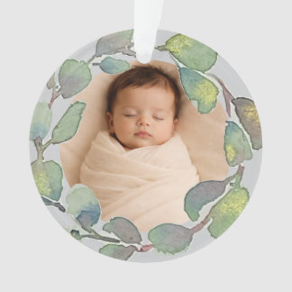 Personalised Baby Photo Eucalyptus Watercolor Gift Ornament