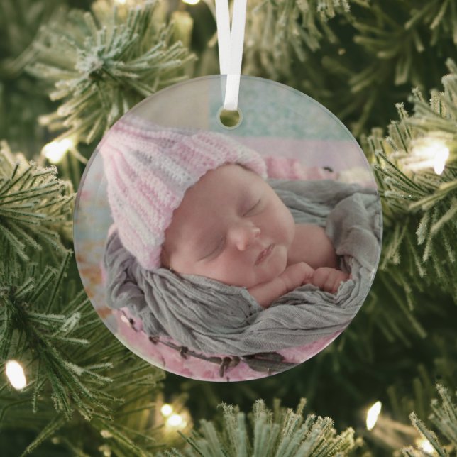 Personalised Baby Photo  Glass Tree Decoration (Insitu)