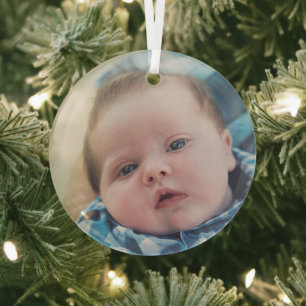 Personalised Baby Photo    Glass Tree Decoration