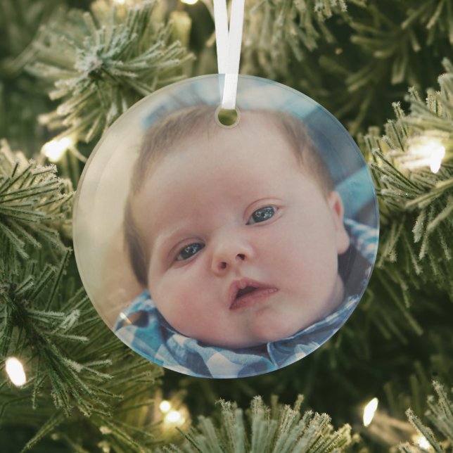Personalised Baby Photo    Glass Tree Decoration (Insitu)