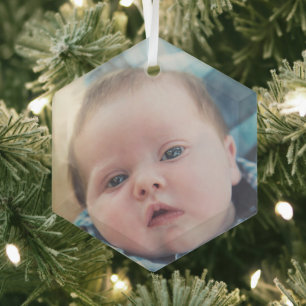 Personalised Baby Photo   Glass Tree Decoration