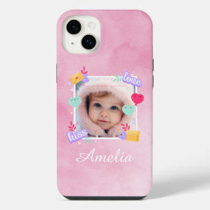 Personalised Baby Photo - Love, Kiss, and Hearts iPhone 14 Plus Case