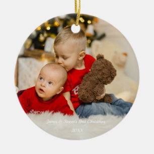   Personalised baby  photo Twins First Christmas C Ceramic Tree Decoration