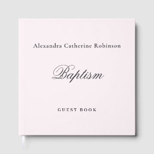 Personalised Baby Pink Elegant Baptism  Guest Book