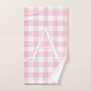 Personalised Baby Pink Gingham Monogram Hand Towel