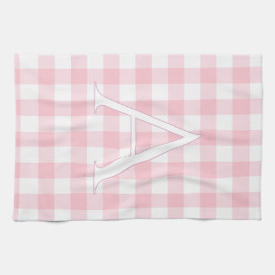 Personalised Baby Pink Gingham Monogram Tea Towel