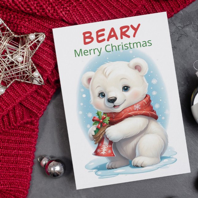Personalised Baby Polar Bear Christmas Holiday Card (Creator Uploaded)