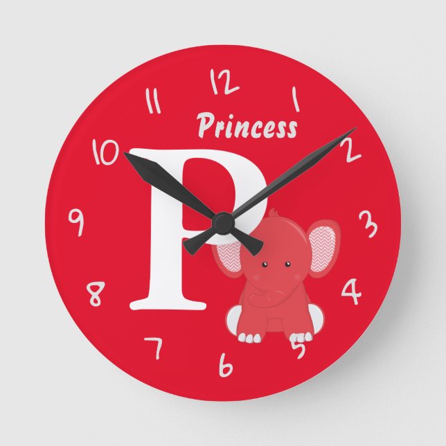 Personalised Baby Red Round Clock (Front)