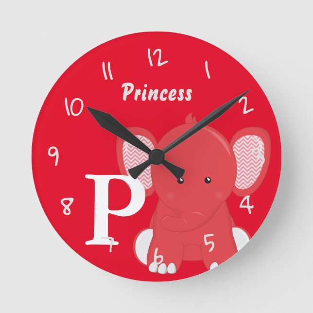 Personalised Baby Red Round Clock (Front)