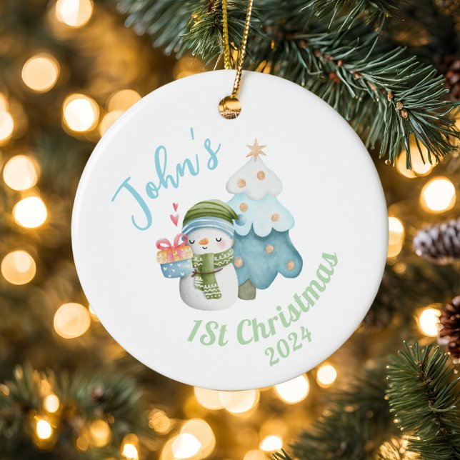 Personalised Baby’s 1st Christmas with photo Ceramic Tree Decoration (Creator Uploaded)