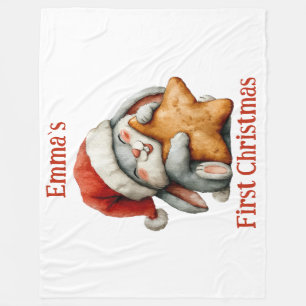 Personalised Baby’s First Christmas Bunny Fleece Blanket