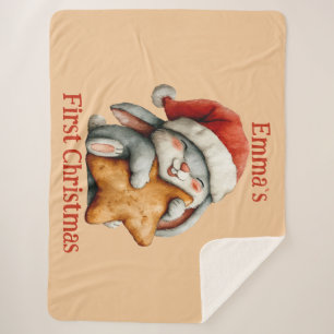 Personalised Baby’s First Christmas Bunny Sherpa Blanket