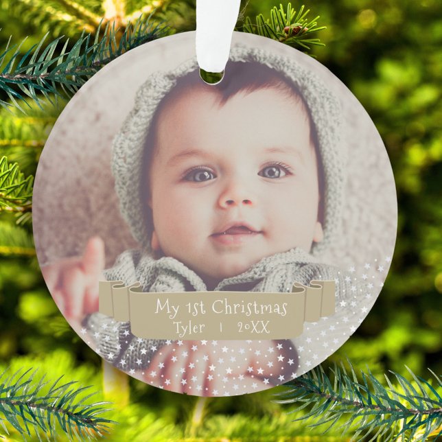 Personalised Baby`s First Christmas Photo Ornament (Creator Uploaded)