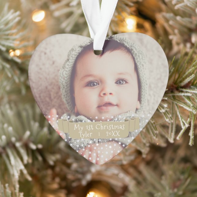 Personalised Baby`s First Christmas Photo Ornament (Tree)