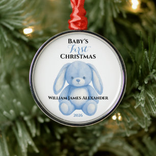 Personalised Baby’s First Christmas Teddy Bear Metal Tree Decoration