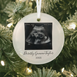 Personalised Baby’s First Christmas Ultrasound Pho Glass Tree Decoration