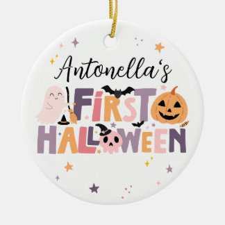 Personalised Baby’s First Halloween  Ceramic Tree Decoration