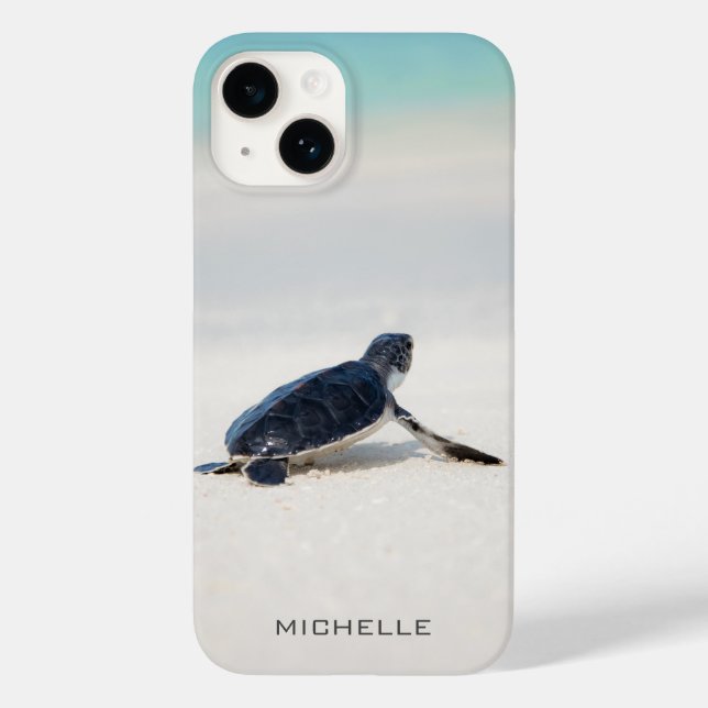 Personalised Baby Sea Turtle Beach Journey Case-Mate iPhone Case (Back)