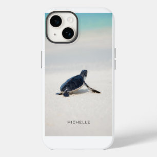 Personalised Baby Sea Turtle Beach Journey iPhone 14 Case
