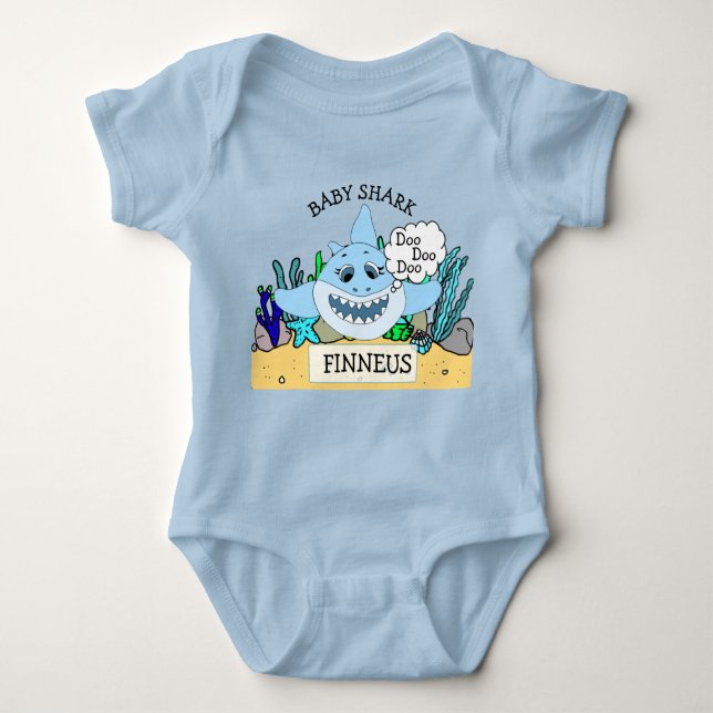 Personalised Baby Shark Baby's Baby Bodysuit (Front)