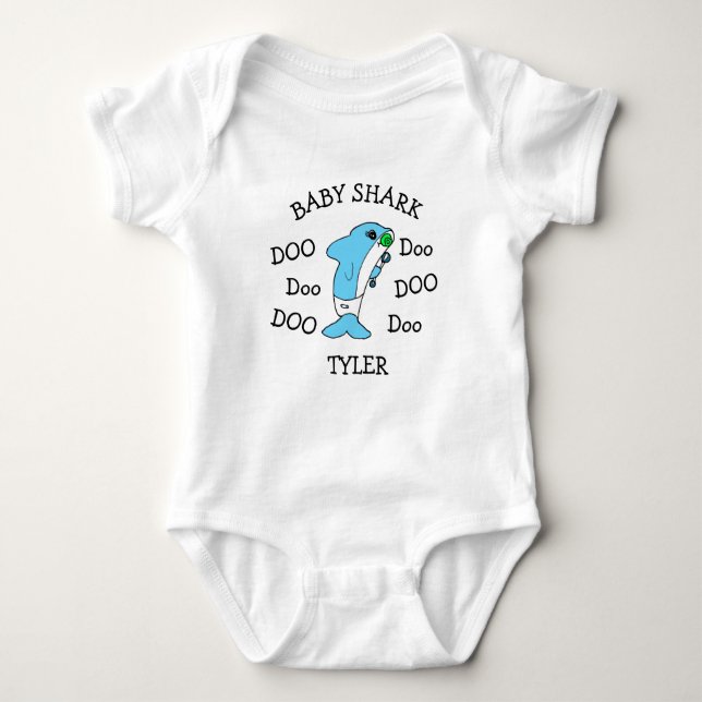 Personalised Baby Shark Baby's Baby Bodysuit (Front)