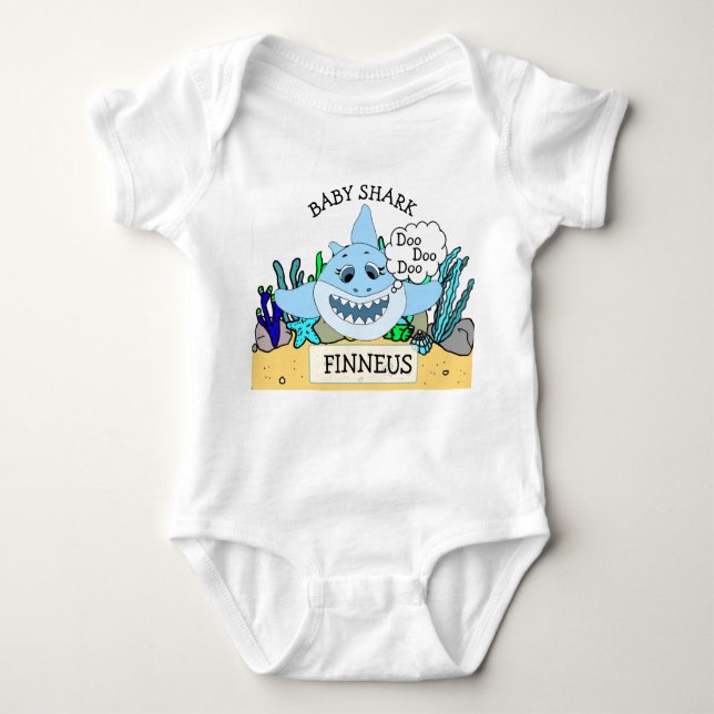 Personalised Baby Shark Baby's Baby Bodysuit (Front)