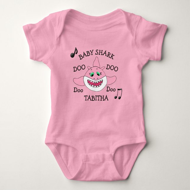 Personalised Baby Shark Baby's Baby Bodysuit (Front)