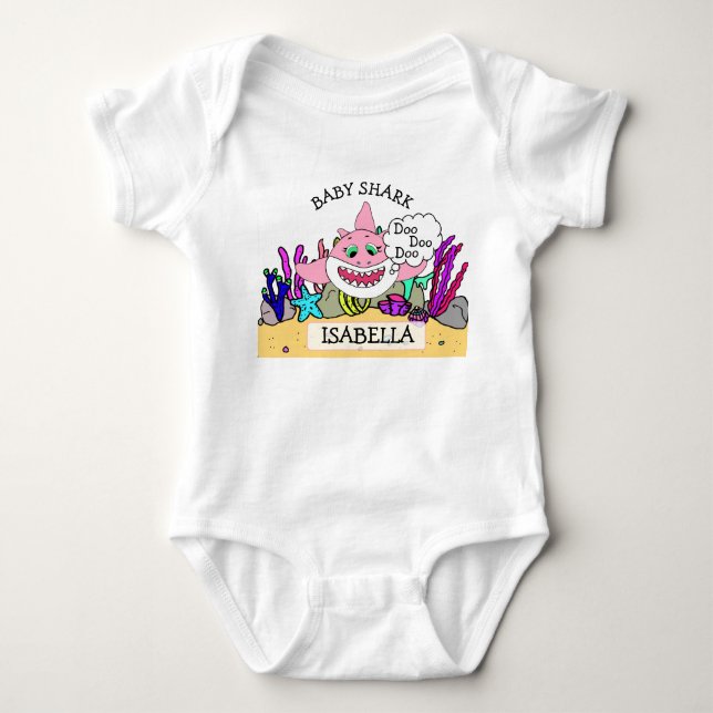 Personalised Baby Shark Baby's Bodysuit (Front)