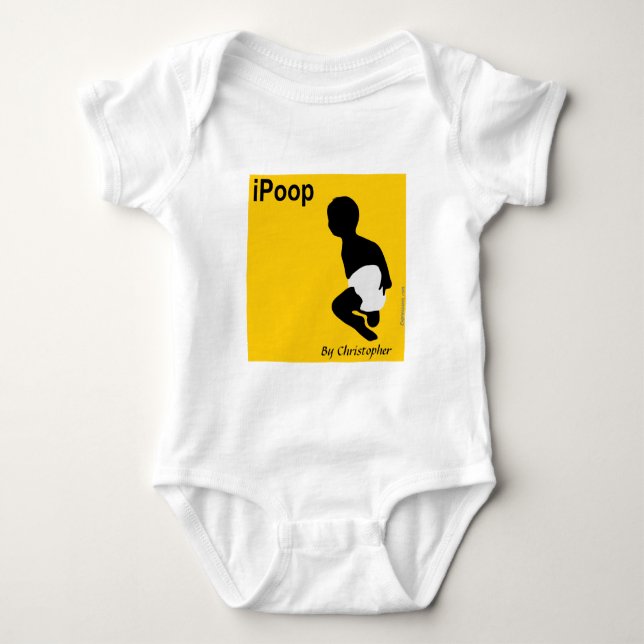 Personalised Baby Shirt, iPoop By Christopher Baby Bodysuit (Front)