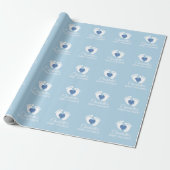 Personalised BABY SHOWER Blue Feet Heart BOY Wrapping Paper (Unrolled)