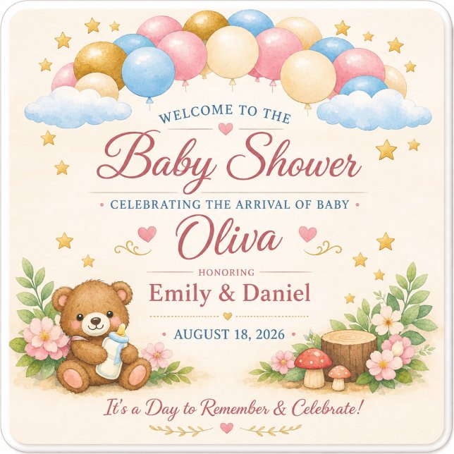 Personalised Baby Shower Coasters (Creator Uploaded)